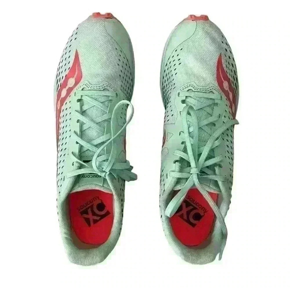 Saucony Women’s Kilkenny XC 8 Spike-Mint/Vizi Coral Size 10.5 Athletic Running - Picture 2 of 12
